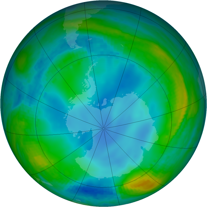 Antarctic ozone map for 05 July 1988